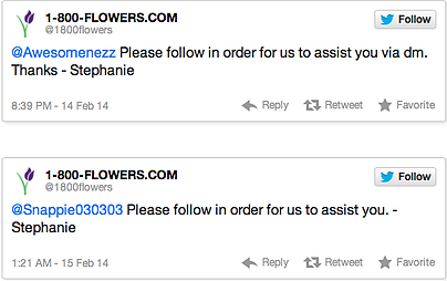 twitter 1-800 flowers issue stephanie